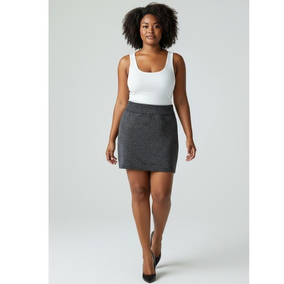 Express Dresses & Skirts - Express Black Metallic Shimmer Knit Mini Skirt Women's Size L